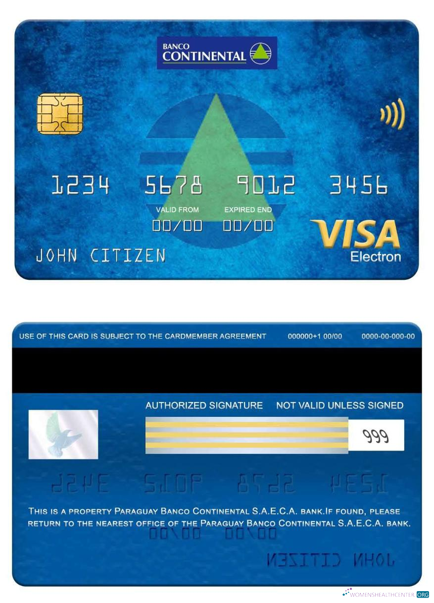 Download Paraguay Banco Continental S.A.E.C.A. bank visa electron card Photoshop template